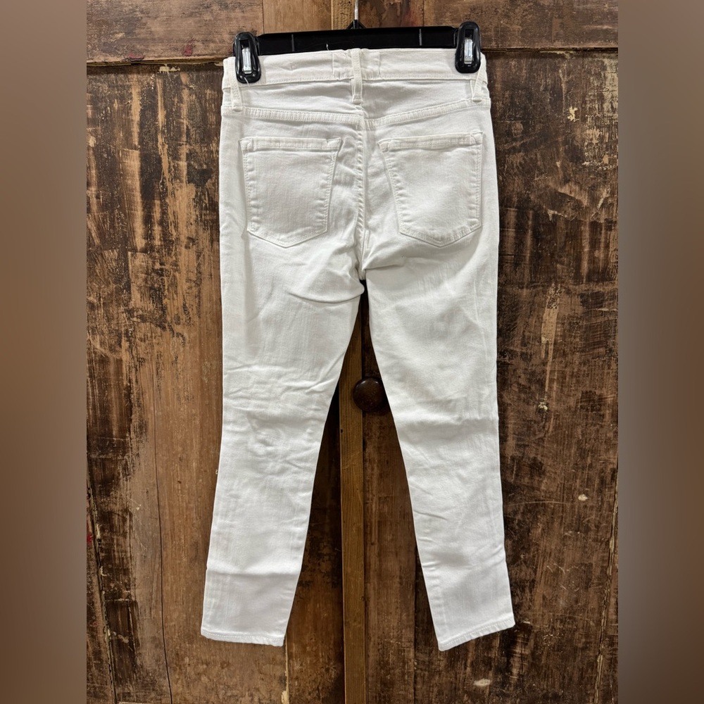 FRAME WHITE DENIM JEANS WOMEN WHITE DISTRESSED HEMMED 25 SHREDDED HOLES - Picture 3 of 14